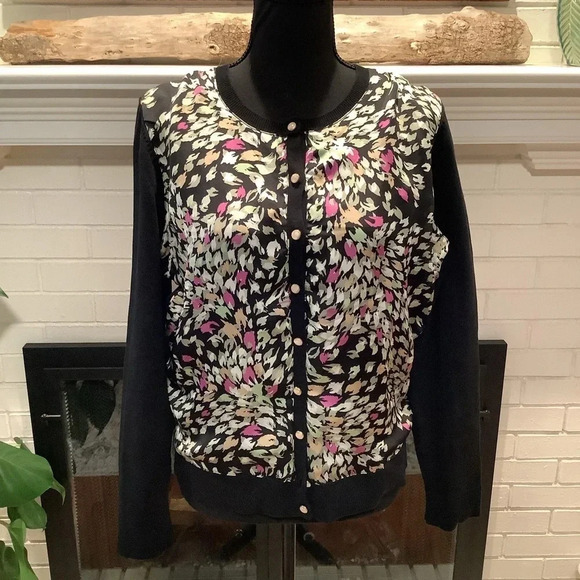 #324 Amazing Charter club Mixed Fabric Floral Cardigan Size Medium. - Picture 1 of 6